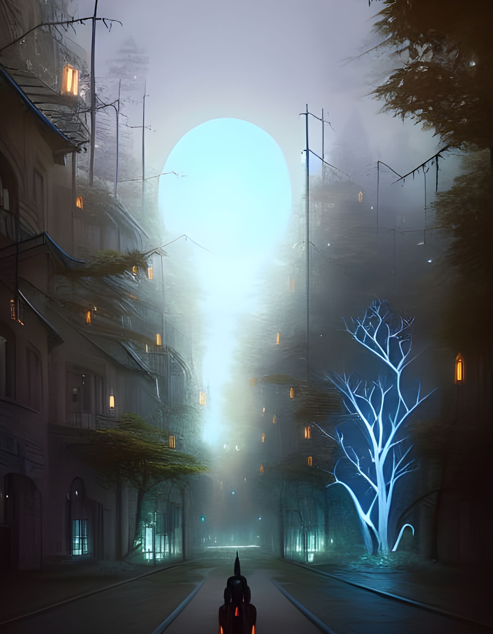 City Street Overtaken by Nature in Hyper-Realistic Detail