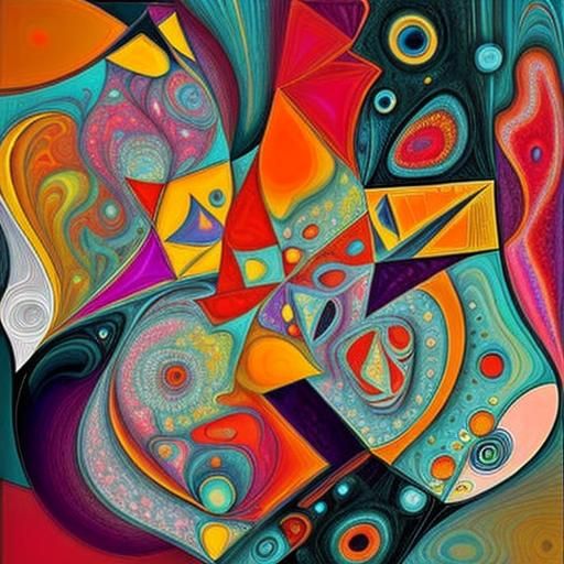 Abstract Fractal Art in Expressionist Cubist Style