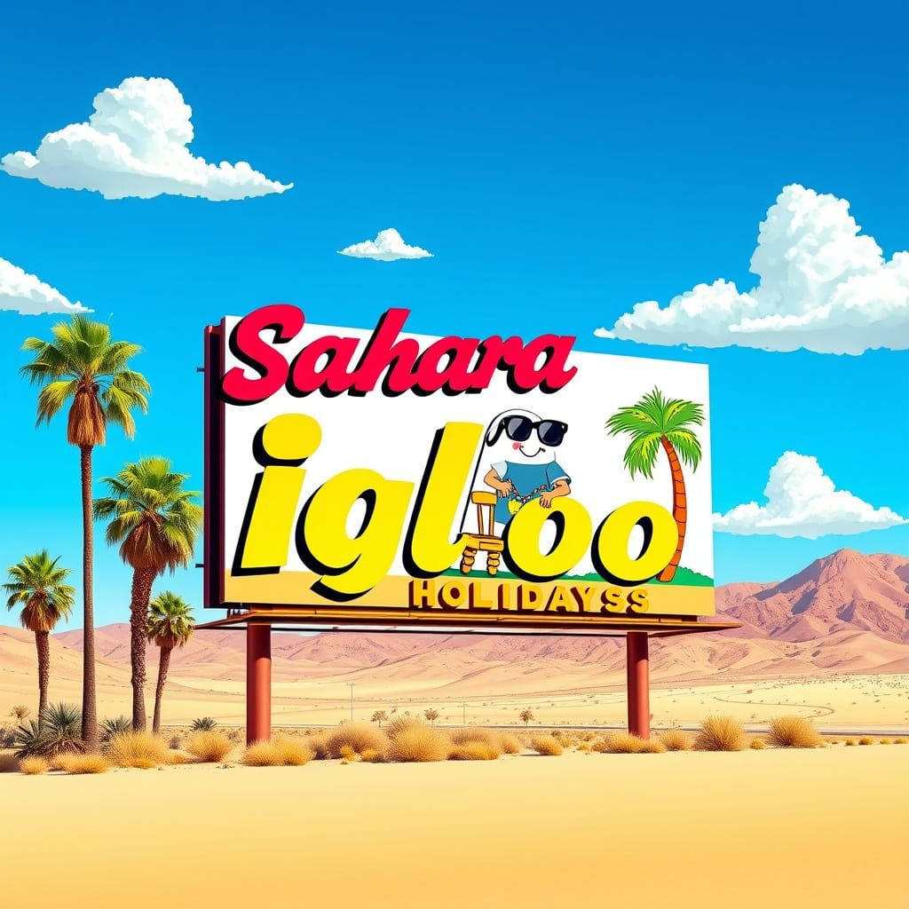 Retro-Style Billboard in the Sahara Desert