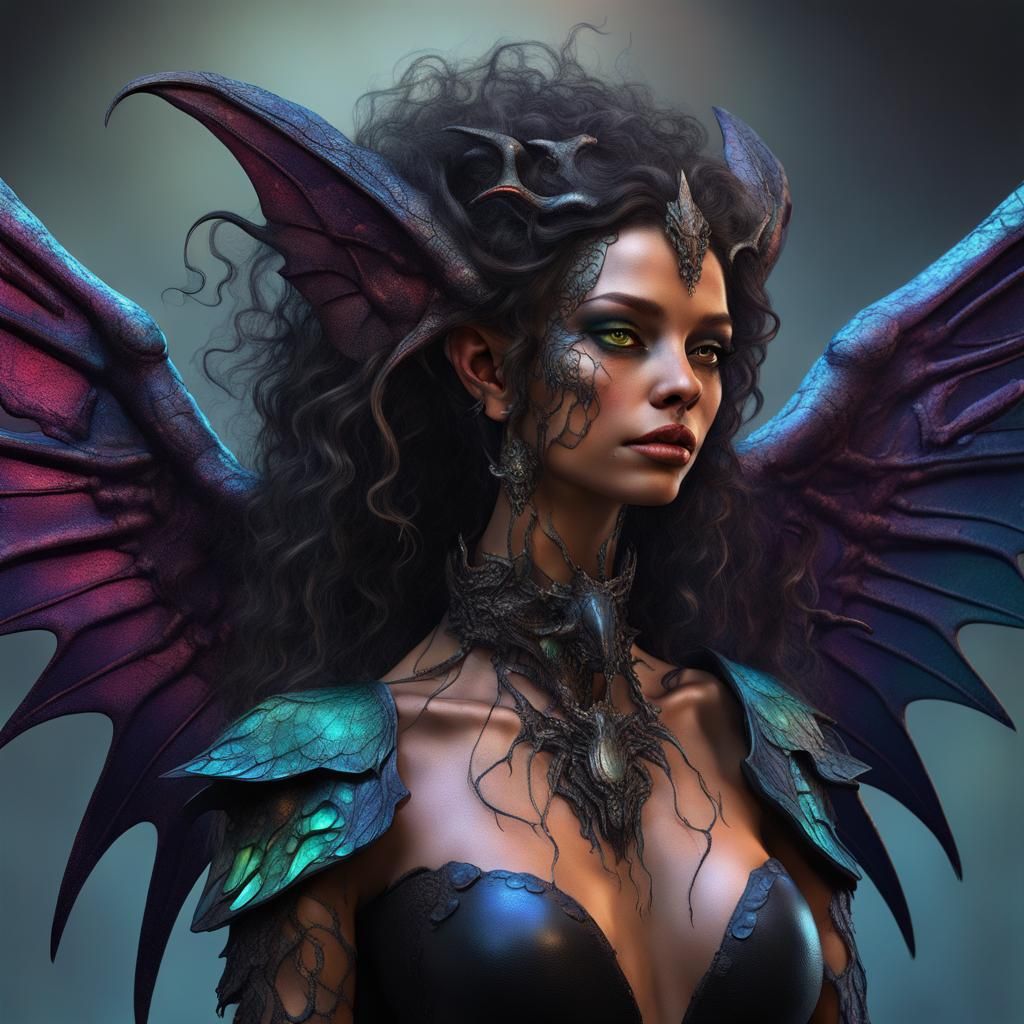 Detailed Anthromorphic Gargoyle Hybrid in Surrealist Style