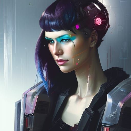 Cyberpunk Woman Portrait in Digital Art Style