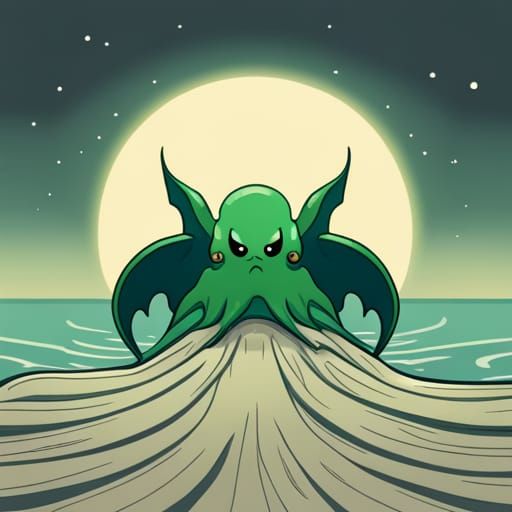 Cute Cthulhu Emerges from the Sea