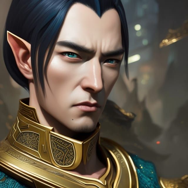 Evil Elf King Portrait in Art Nouveau Style