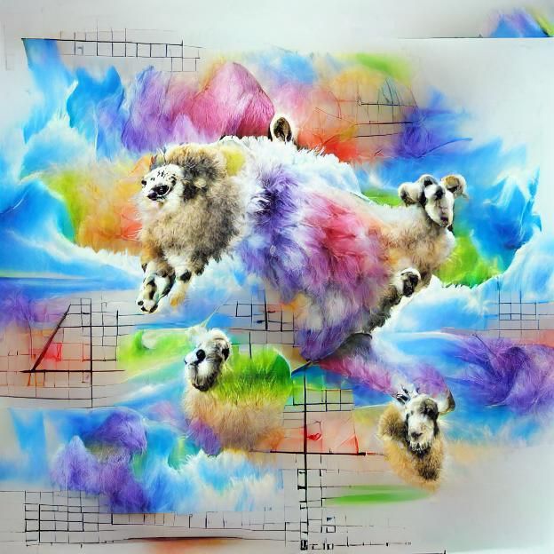 Joyful Fluffy Sheep Jumping Happily