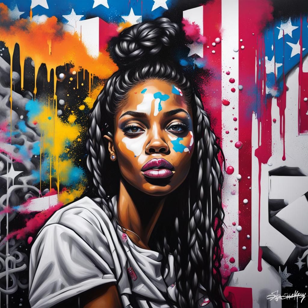 Hollywood Graffiti Art Featuring Two Girls