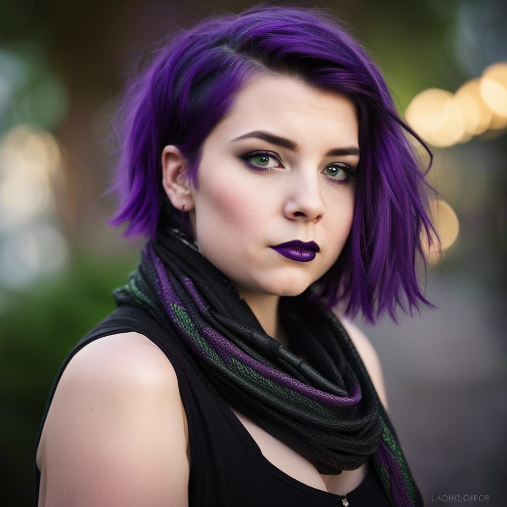 Goth Teenager Portrait with Purple Accents
