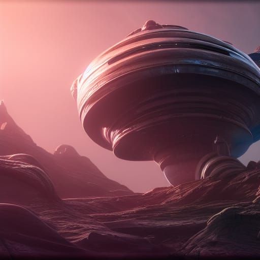 Detailed Alien Spaceship Matte Painting