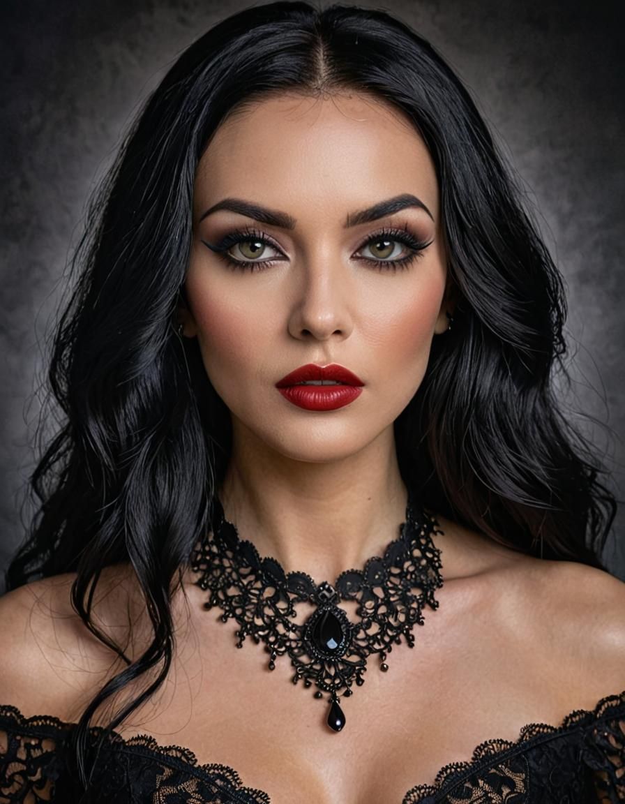 Gothic Beauty: A Striking Portrait in High Fashion Style