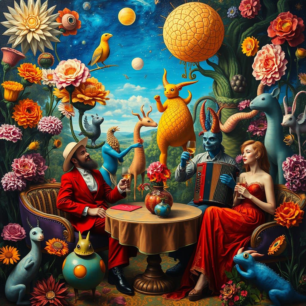 Surreal Garden Party in a Maximalist Style