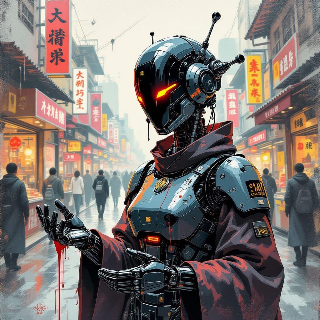 Robot Fortune Teller in Lava Market, Afrofuturism