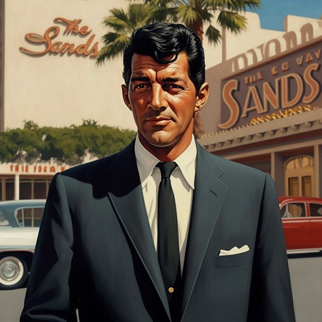 Dean Martin Outside The Sands Las Vegas 1961 Oil Painting