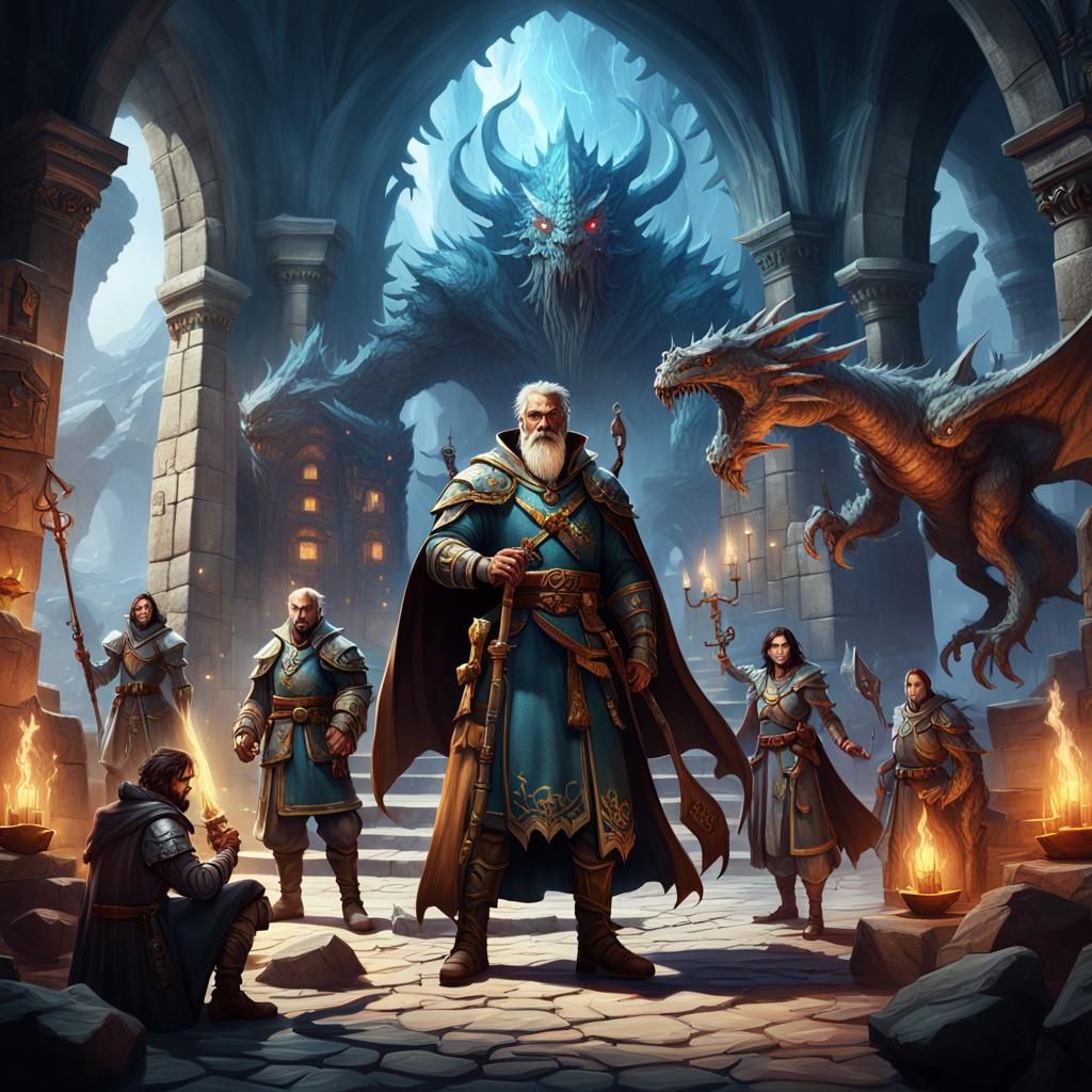 Dungeons and Dragons Game in Detailed Matte Painting