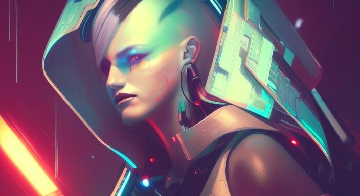 Cyberpunk Night Portrait in Neon Cityscape