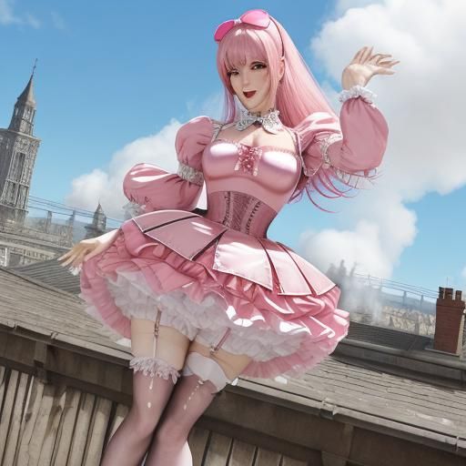 Pink Figure with Steam-Lifted Skirt