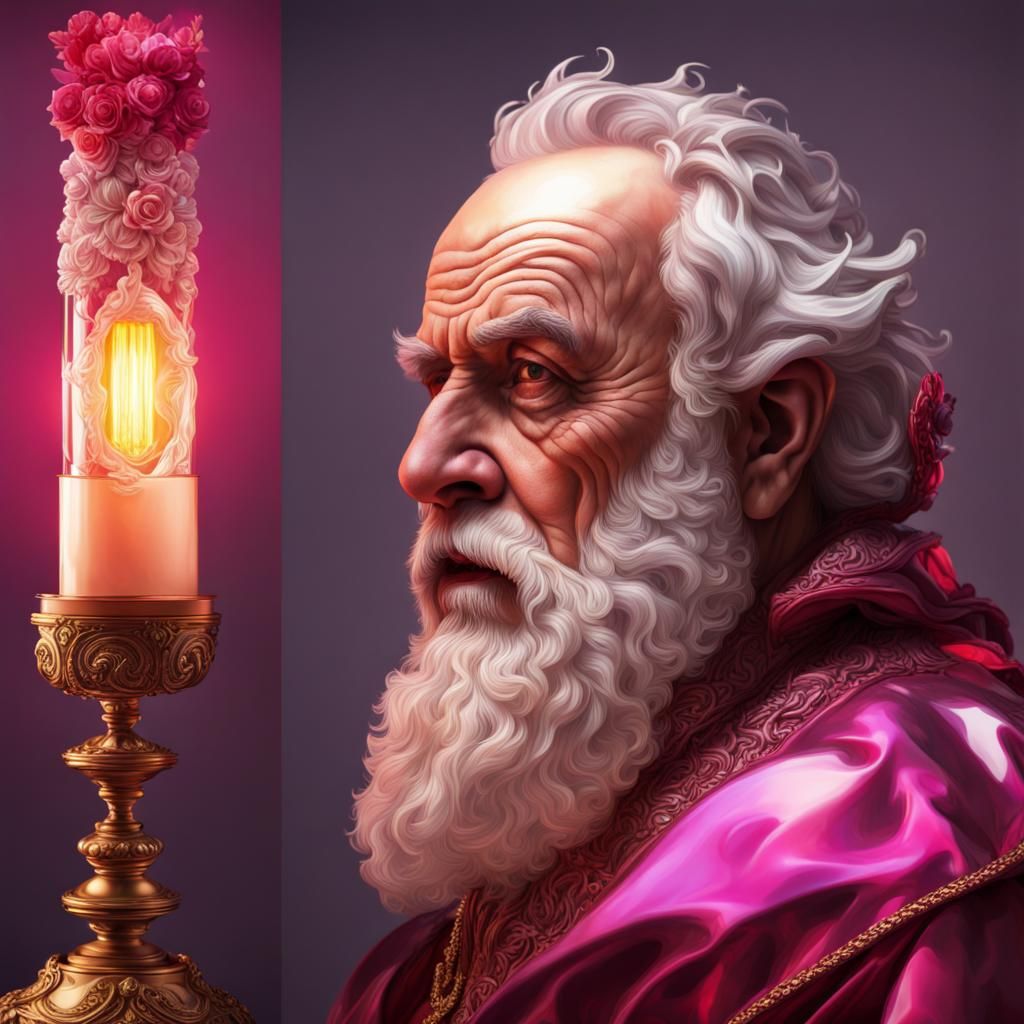 Portret  king Lear stile barocco  diamant  rose lamp