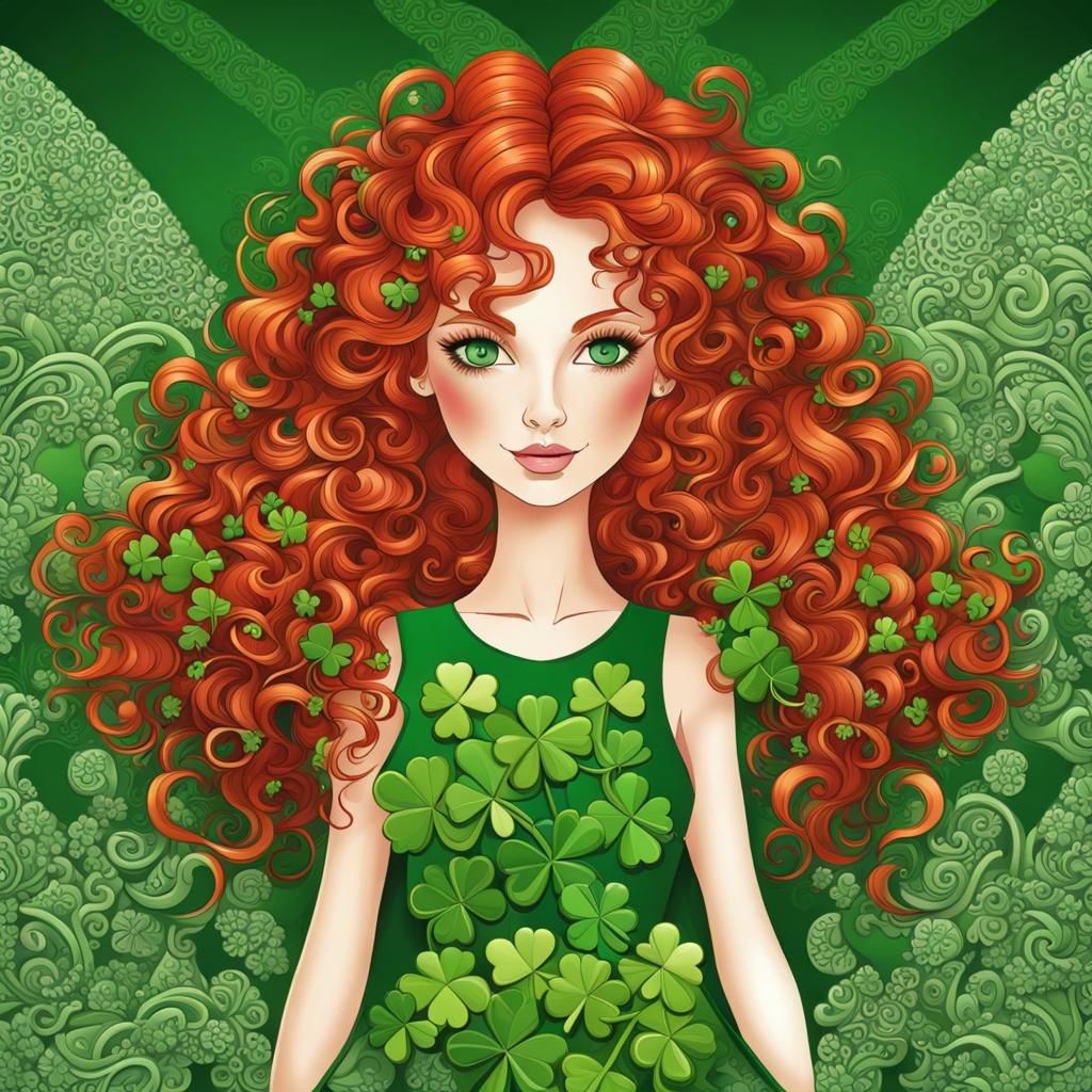 Saint Patrick's Day Girl with Shamrock Background