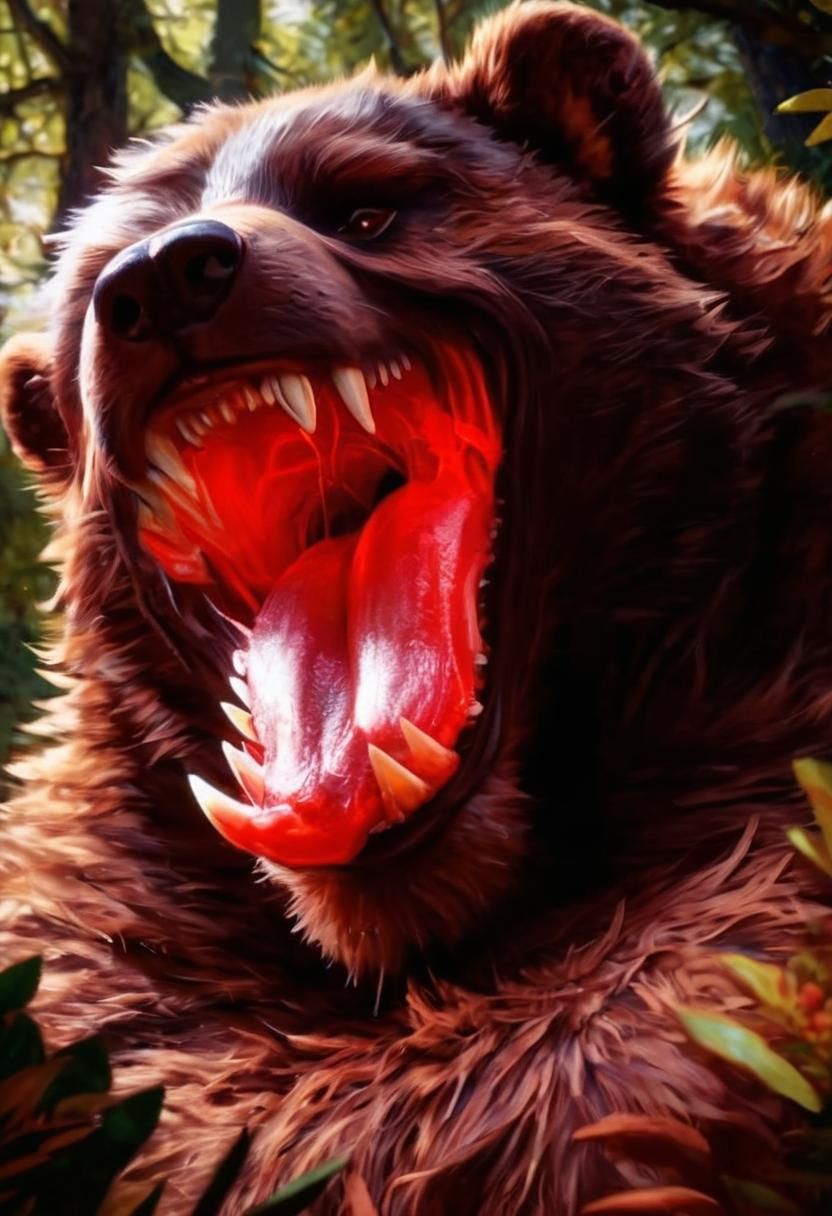 Realistic Kodiak Bear in Impasto Impressionism Style