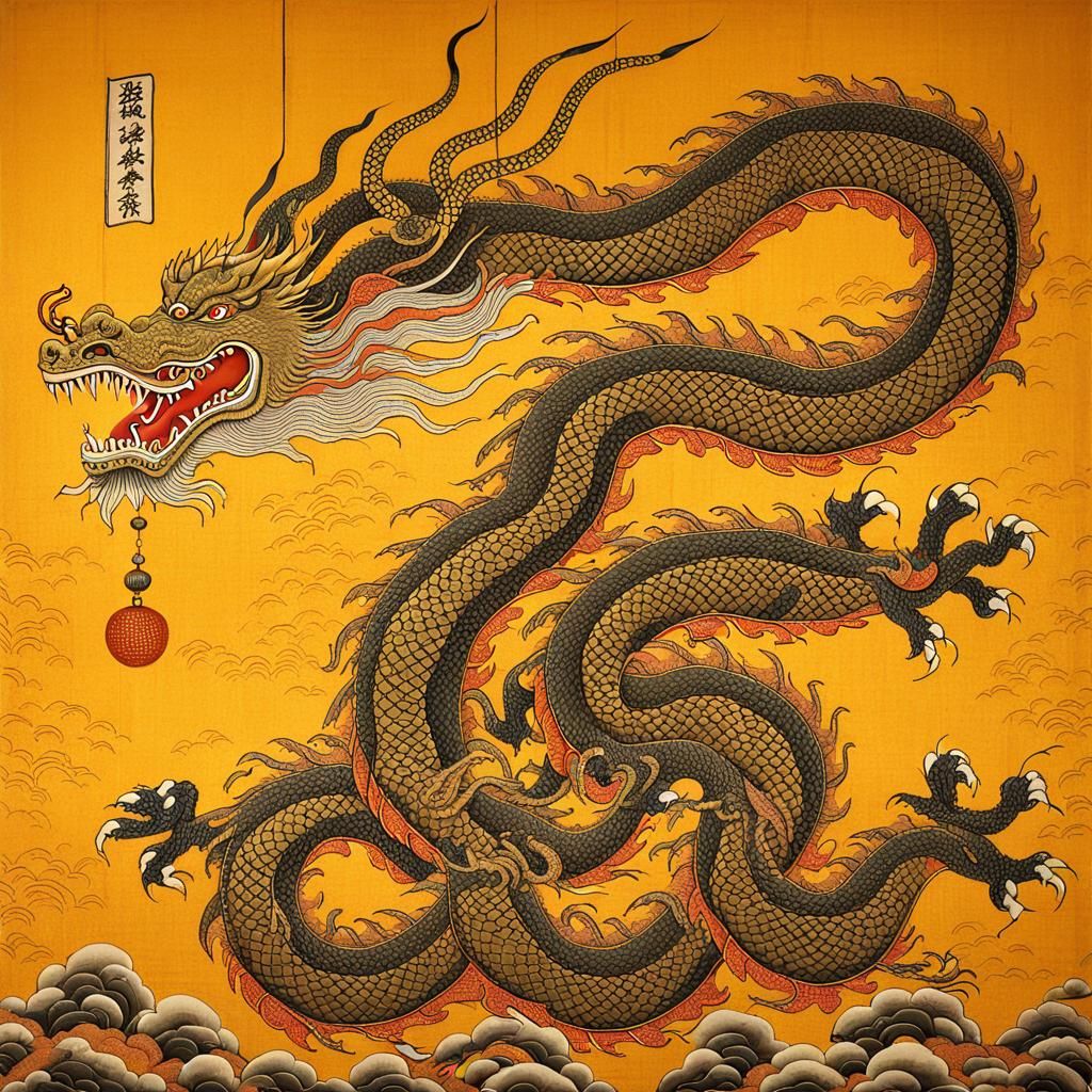 Chinese Emperor in Dragon Robe: Detailed Matte Painting