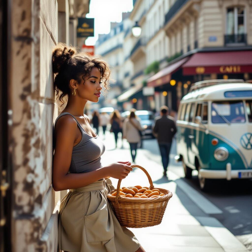 Parisian Woman with Hot Dogs, 1970s Charm