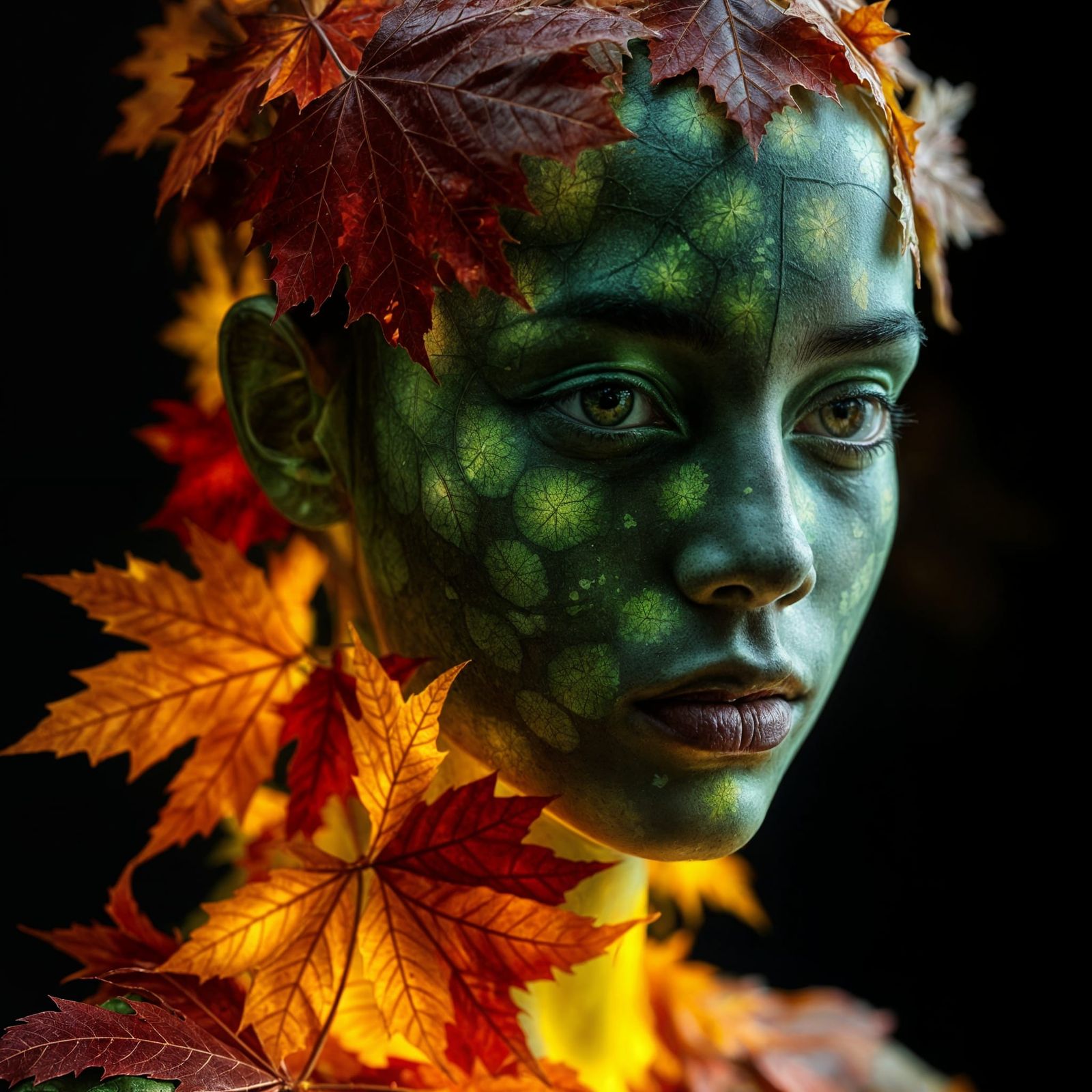 Maple Leaf Person with Translucent Skin