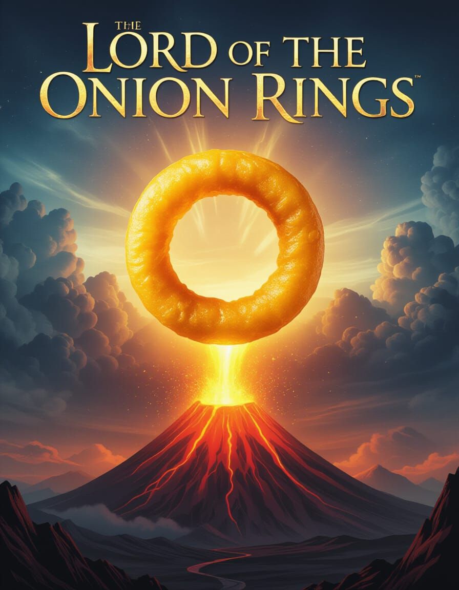 Lord of the Onion Rings Epic Fantasy Poster