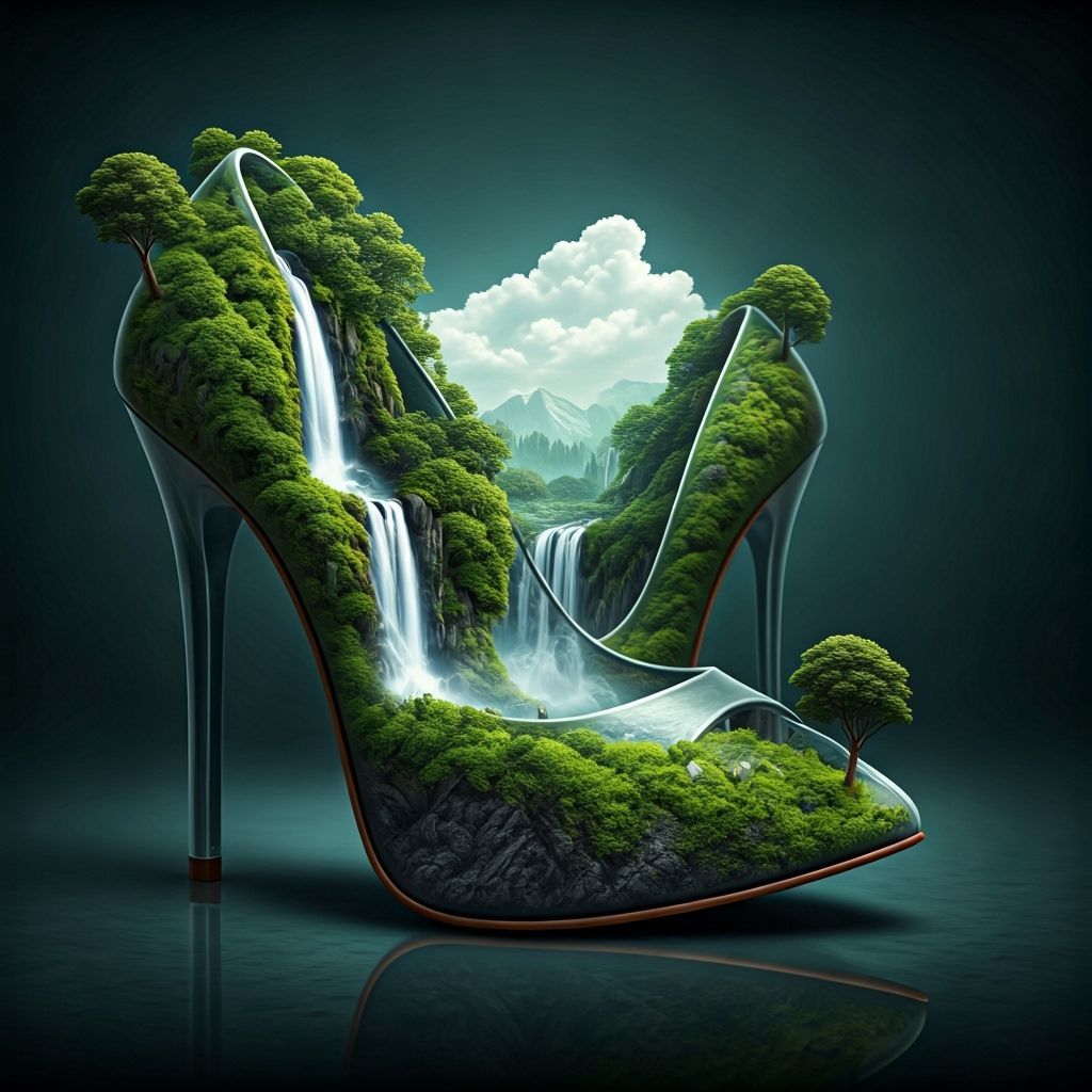 Surreal High Heels with Island Landscape