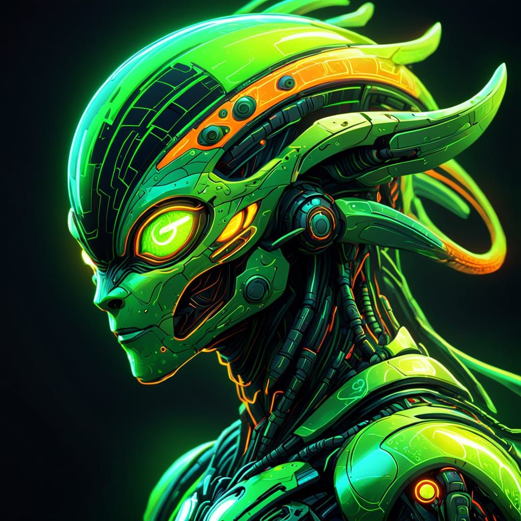 Futuristic Creature Glowing in Neon Colors: Digital Art