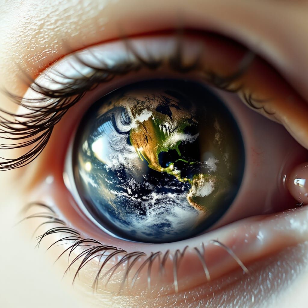 Human Eye Iris as Planet Earth Macro Photo