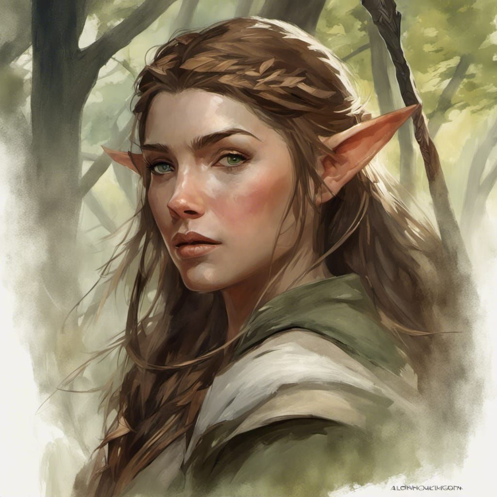 Female Wood Elf Ranger Portrait in Forest