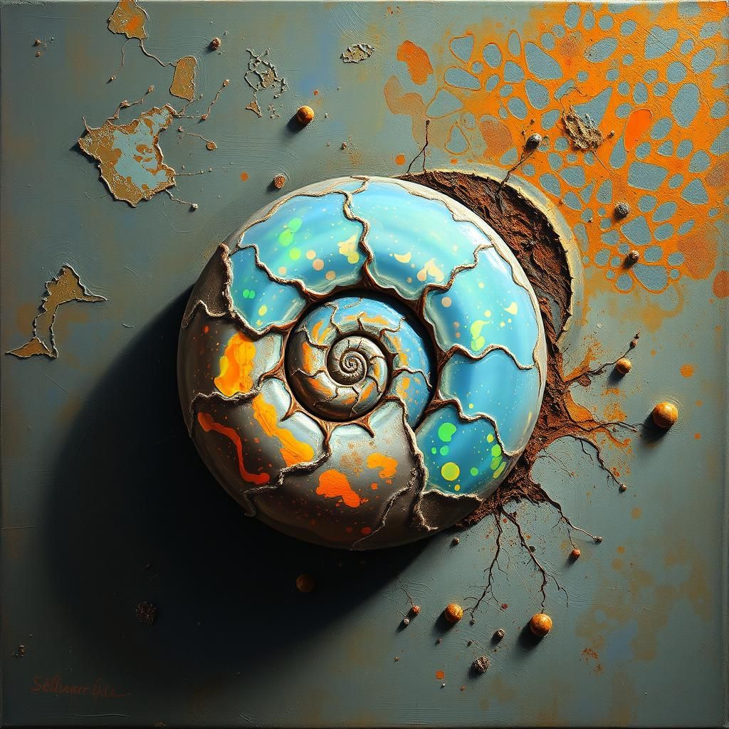 Surreal Opalized Ammonite Fossil in Dali Style