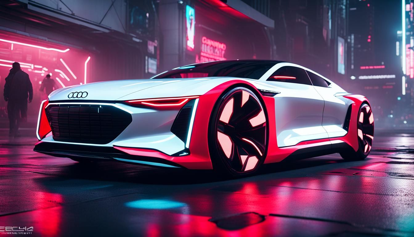 Futuristic Neon Audi E-tron Concept in Cyberpunk Style