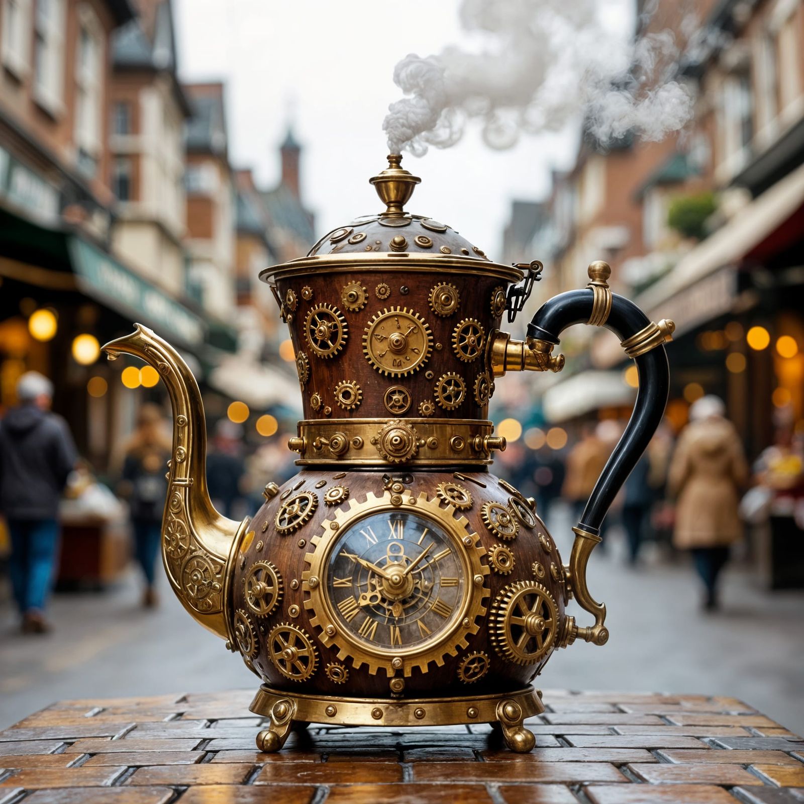 Steampunk Coffee Pot in Victorian Street Market