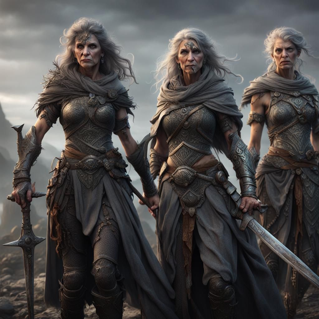 Three Grey Women: Fantasy Concept Art