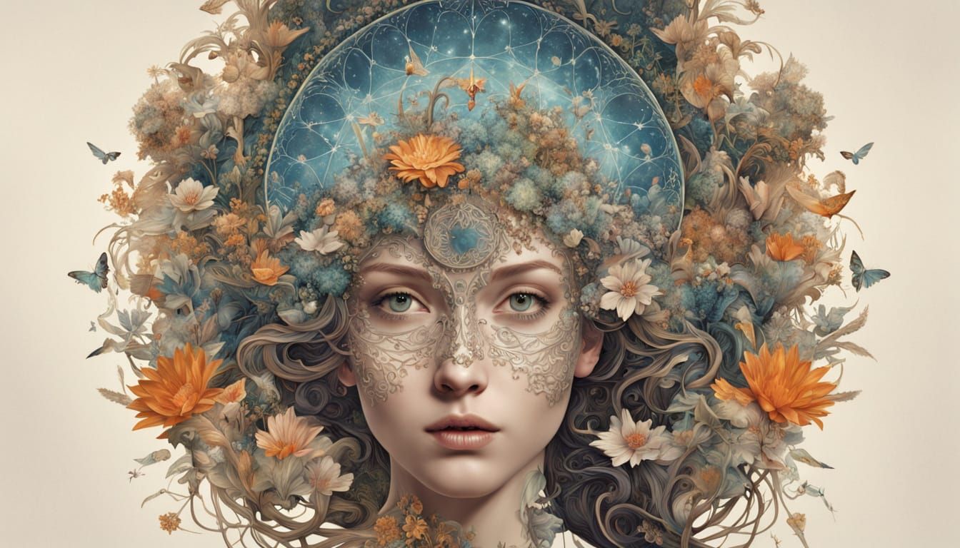 Ethereal Figure Emerges from Cosmic Tapestry