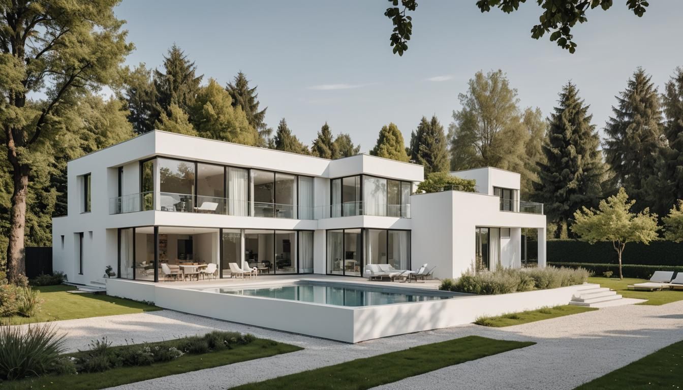 Modern Minimalist Villa in Garden Setting