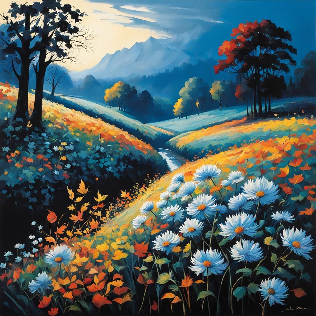 Expressive Autumn Leaves in Bloom