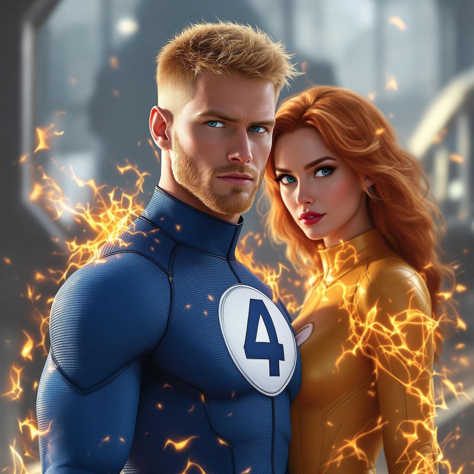 Heroic Duo in Hyperrealistic 3D Anime Style