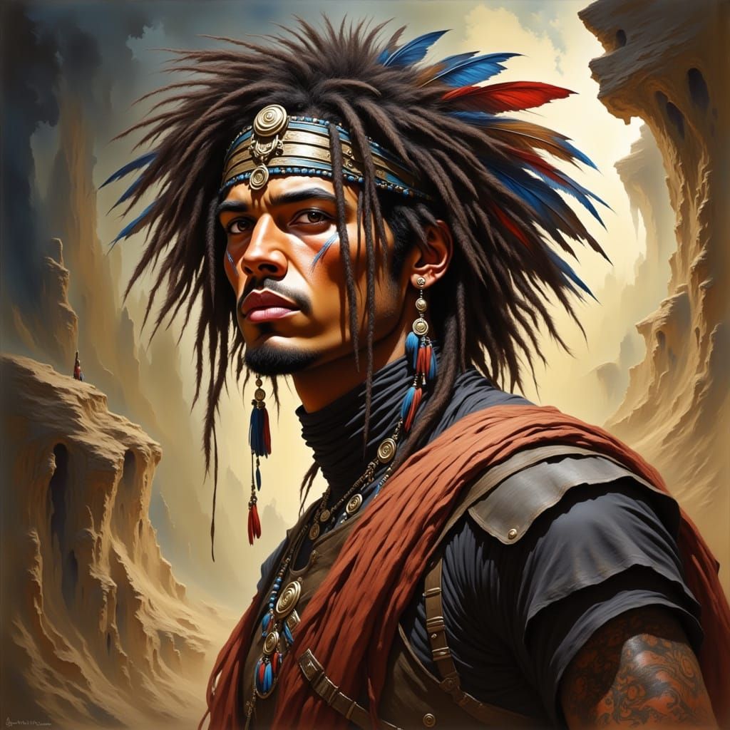 Futuristic Handsome Man in Cyberpunk Style