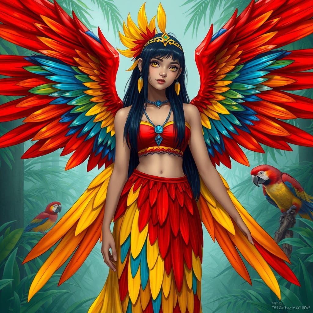 Vibrant Goddess of Ragrath: A Young Woman Surrounded by Parr...