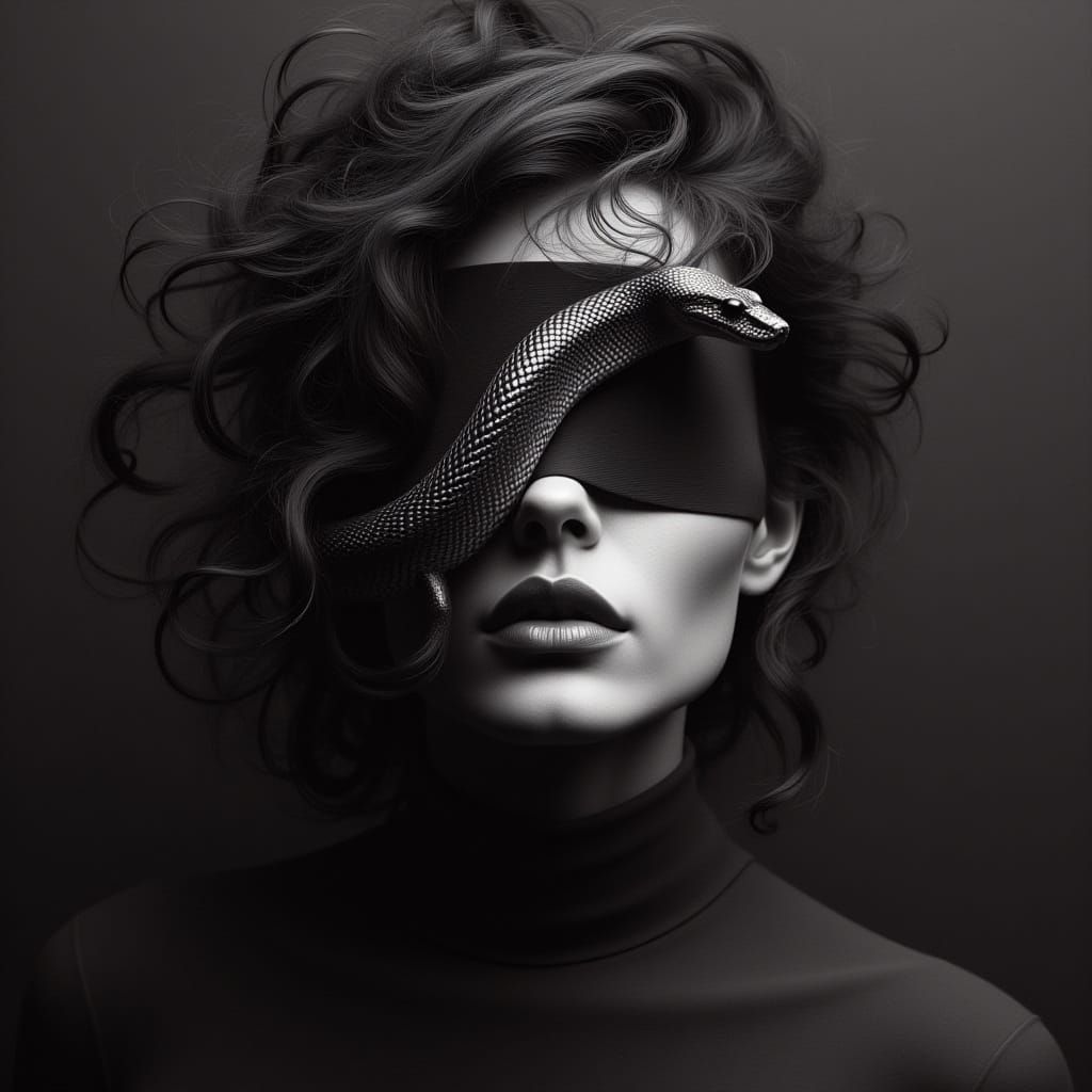 Blindfolded Woman with Snake