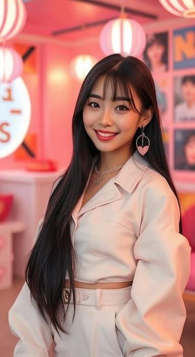 Glamorous K-Pop Portrait in Pastel Digital Art