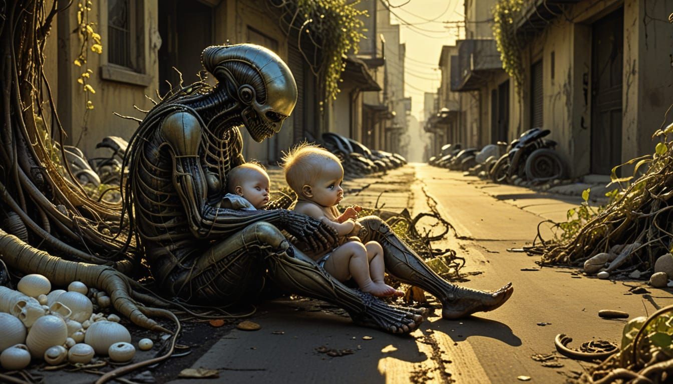 Post-Apocalyptic Baby in Surrealist Style