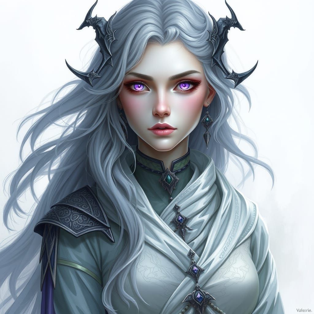 Mystical Aetheric Nomad with Glowing Violet Eyes and Shiftin...