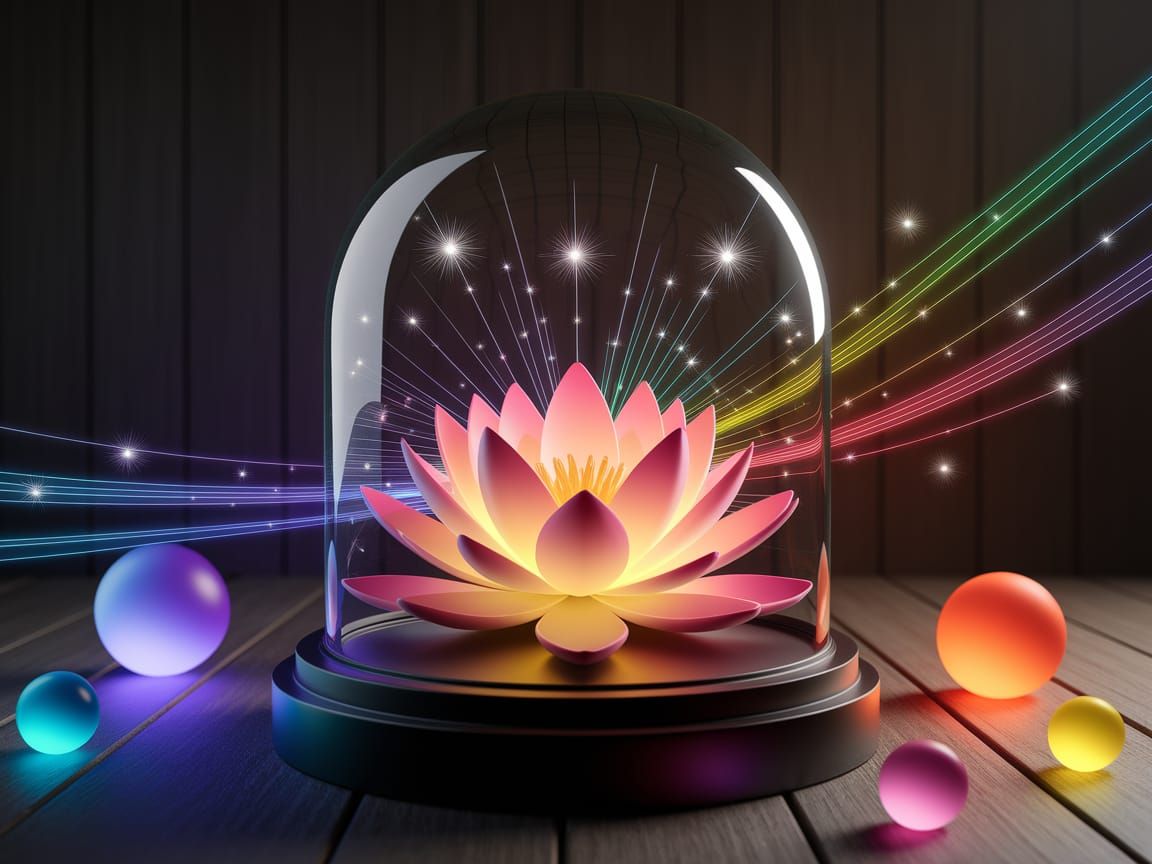 Ethereal Lotus Bloom in a Glass Dome