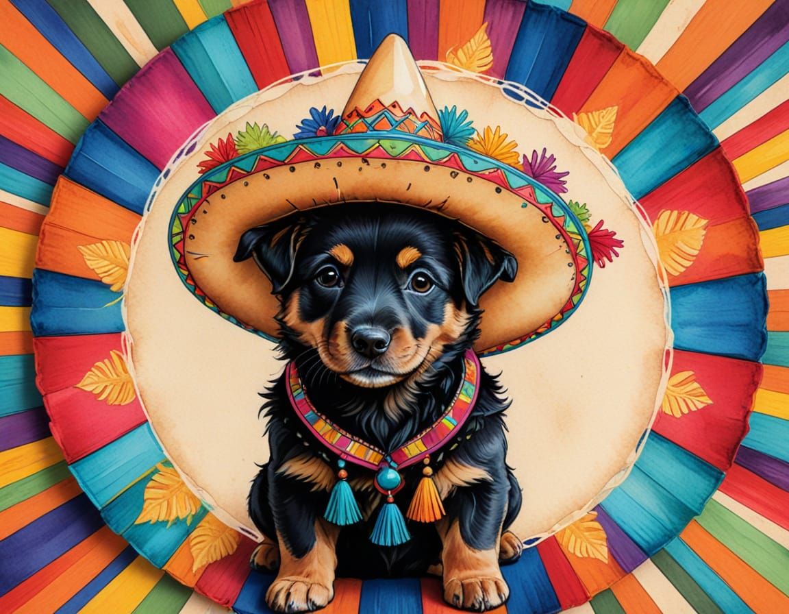 Puppy Fiesta: A Vibrant Alcohol Ink Sketch