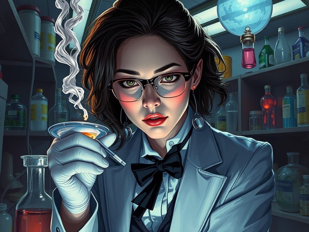Female Mad Scientist Evening in Laboratory Tuxedo