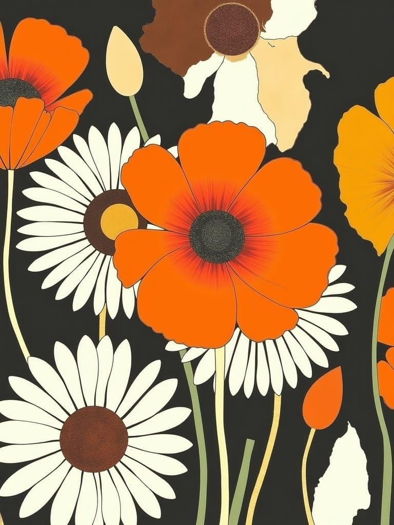 Dadaist Collage of a Hand with Flowers