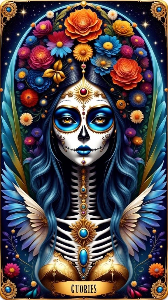 Sugar Skull Fairy: Day of the Dead Tarot Card