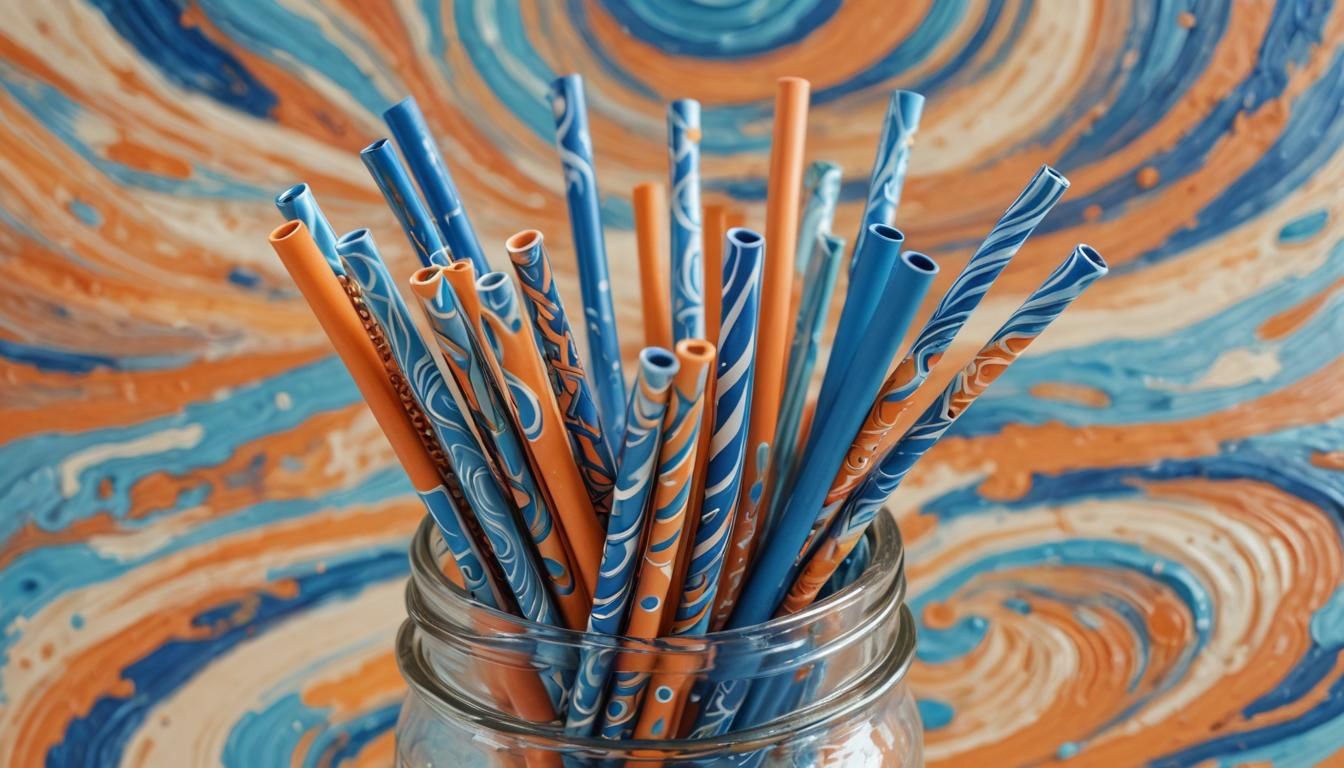 Ethereal Eco-Art: Reusable Straw in Abstract Expressionism
