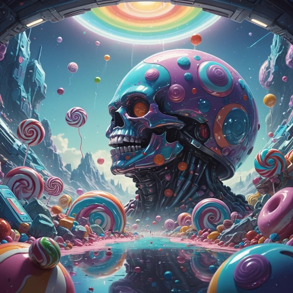 Candy Art Sci-Fi Scene: Digital Illustration